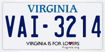 VA license plate VAI3214
