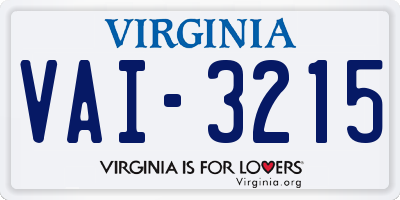 VA license plate VAI3215