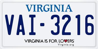 VA license plate VAI3216