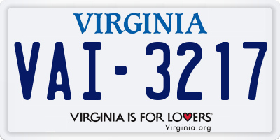 VA license plate VAI3217