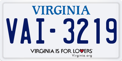 VA license plate VAI3219