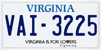 VA license plate VAI3225