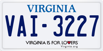 VA license plate VAI3227