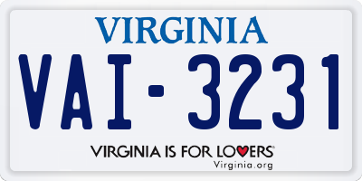 VA license plate VAI3231