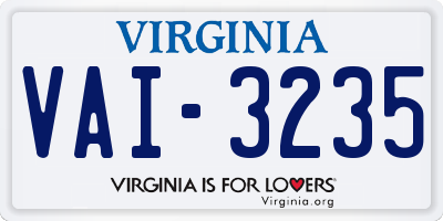 VA license plate VAI3235