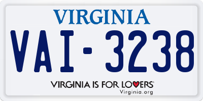VA license plate VAI3238