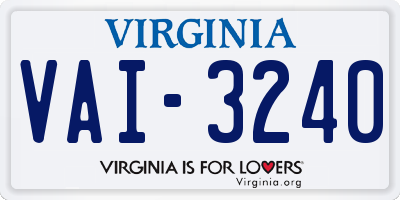 VA license plate VAI3240