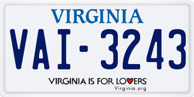 VA license plate VAI3243