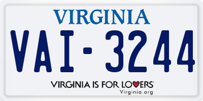 VA license plate VAI3244