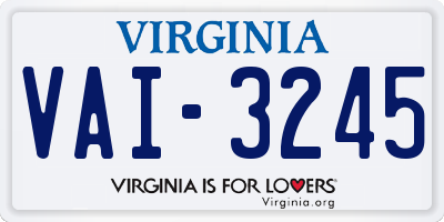VA license plate VAI3245