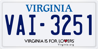 VA license plate VAI3251