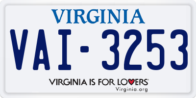 VA license plate VAI3253