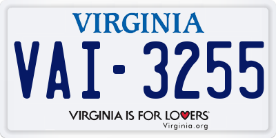 VA license plate VAI3255