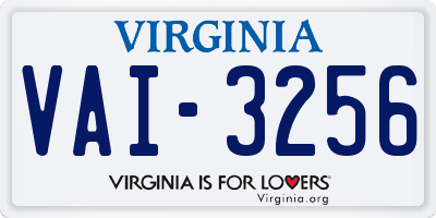 VA license plate VAI3256