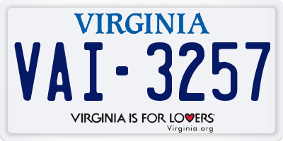VA license plate VAI3257