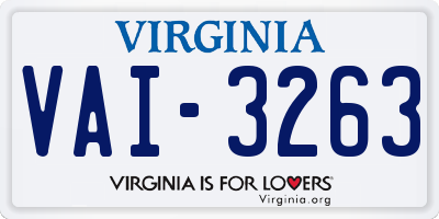 VA license plate VAI3263
