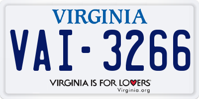 VA license plate VAI3266