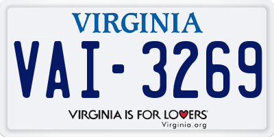 VA license plate VAI3269