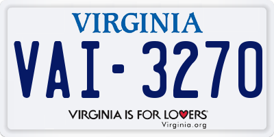 VA license plate VAI3270