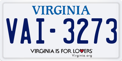 VA license plate VAI3273