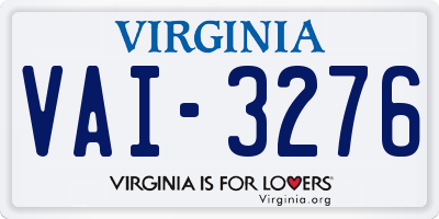 VA license plate VAI3276