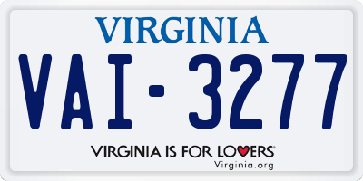 VA license plate VAI3277