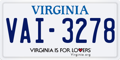 VA license plate VAI3278