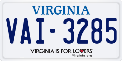 VA license plate VAI3285
