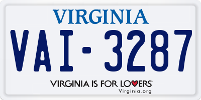 VA license plate VAI3287