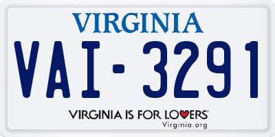 VA license plate VAI3291