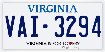 VA license plate VAI3294