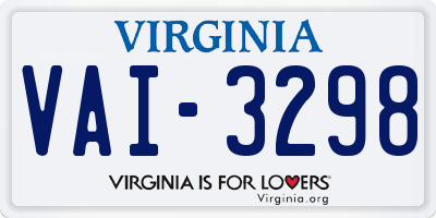 VA license plate VAI3298