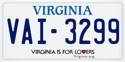 VA license plate VAI3299
