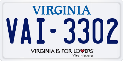 VA license plate VAI3302
