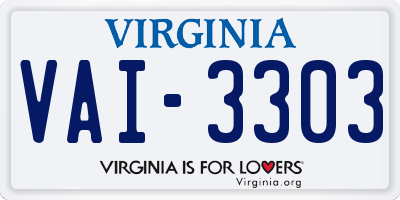 VA license plate VAI3303