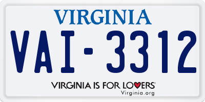 VA license plate VAI3312