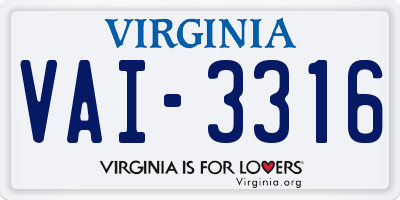 VA license plate VAI3316