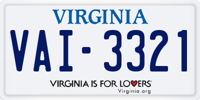VA license plate VAI3321