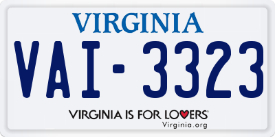 VA license plate VAI3323
