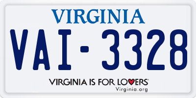 VA license plate VAI3328