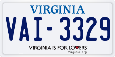 VA license plate VAI3329