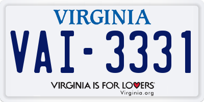 VA license plate VAI3331