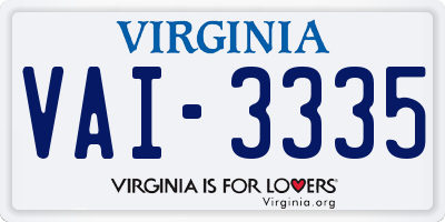 VA license plate VAI3335