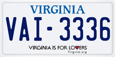 VA license plate VAI3336