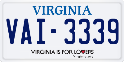 VA license plate VAI3339