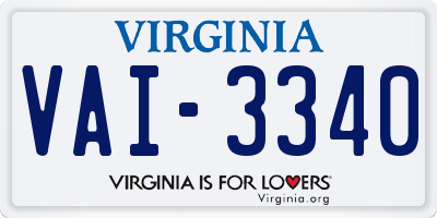 VA license plate VAI3340