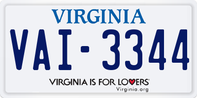 VA license plate VAI3344