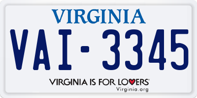 VA license plate VAI3345