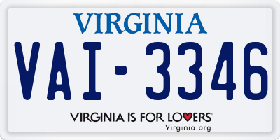 VA license plate VAI3346