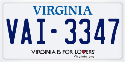 VA license plate VAI3347